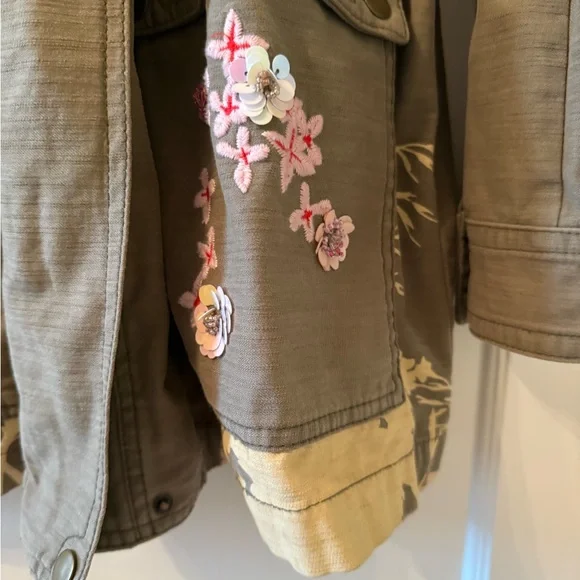 ANTHROPOLOGIE Maeve Floral embroidered moss green jacket Size XL EUC! - Picture 6 of 6